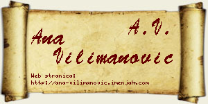 Ana Vilimanović vizit kartica